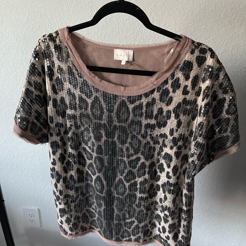 Leopard Print Sequin Top